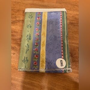 Yellow Blue Green and Red Floral Striped King Bedding Set​